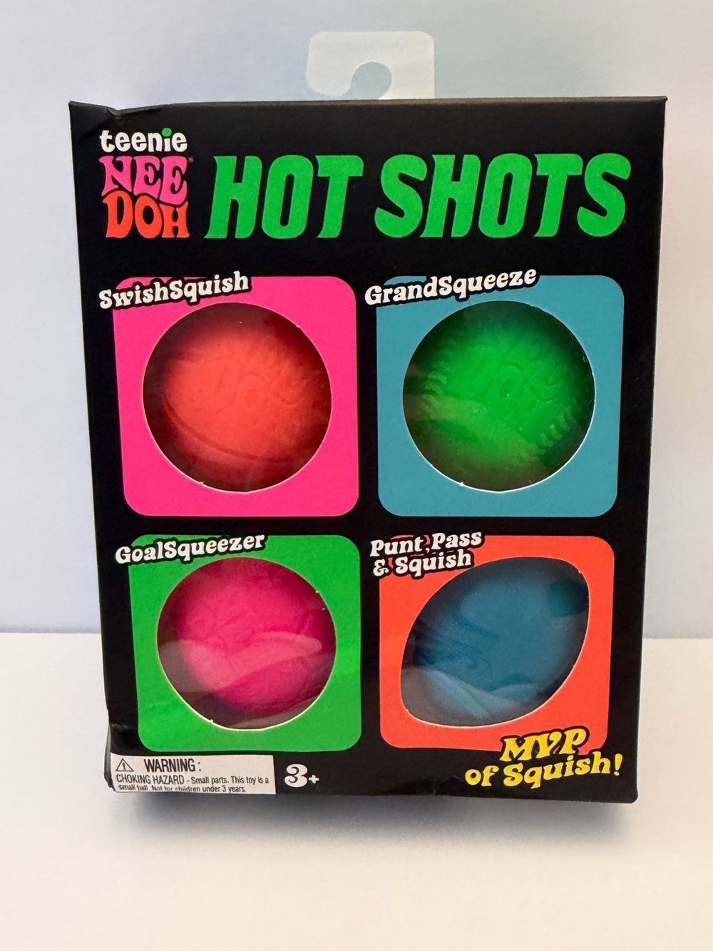 NeeDoh Teenie Hot Shots Ball Set - (basketball, baseball, soccer, football)